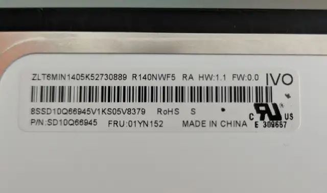 14" FHD Laptop LCD Screen (FRU 01YN152) in Laptops in City of Toronto - Image 3