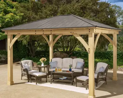 BRAND NEW IN BOX 12’ x 14’ MERIDIAN YARDISTRY GAZEBO $4400, View more