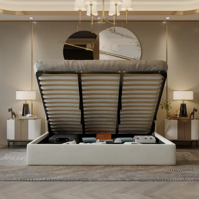 storage solid wood slats bed frame on heavy discount in Beds & Mattresses in City of Toronto - Image 7