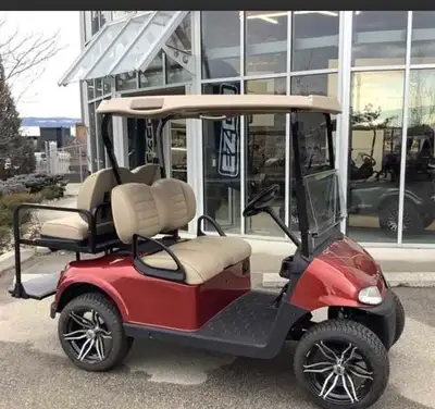 These are my used, 4 seat electric cart options. All come with either lithium under warranty, or bra...