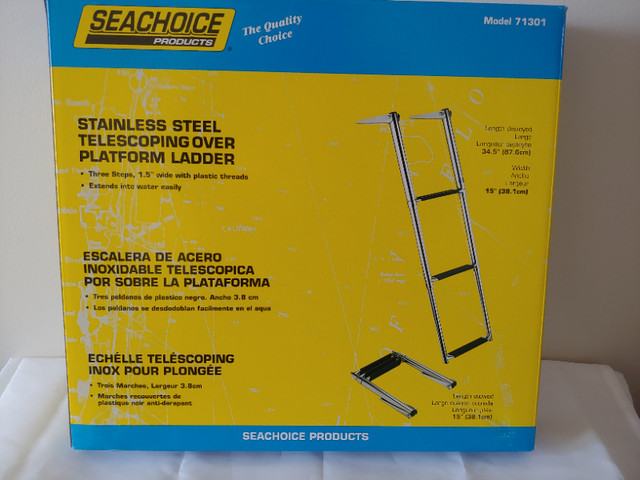 BRAND NEW - 3 RUNG - Stainless steel telescoping platform ladder in Other in London