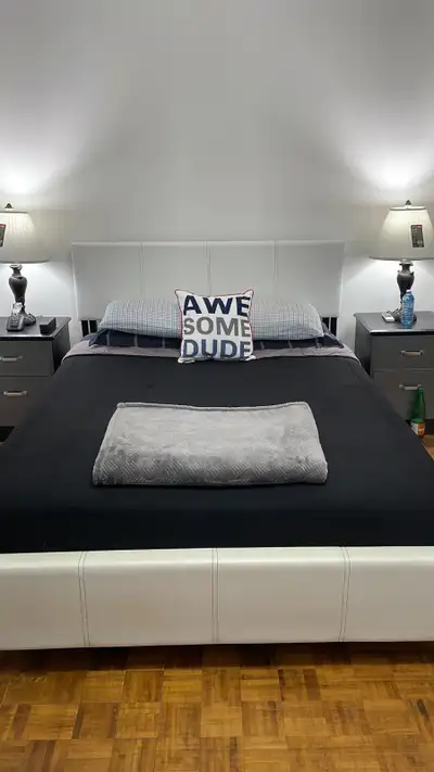 Queen Bed Set (Queen Mattress + 2 Nightstands + 2 Lamps), View more