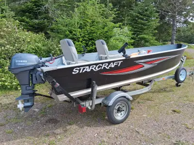 2017 Starcraft Seafarer 14' alumium boat with a Yamaha 9.9hp short shaft, pull start, 4-stroke motor...