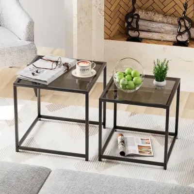 VILAWLENCE Coffee Table Set of 2,Glass Side Table, View more