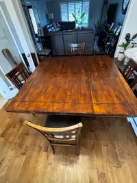 Solid wood bar height table and chairs