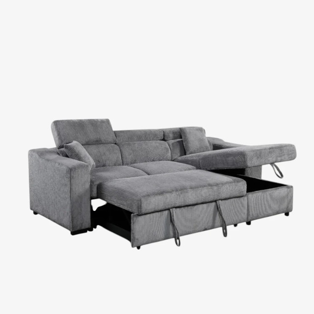 New Reversible Sectional Sofa Bed In Fabric Upholstery - Grey in Couches & Futons in Kitchener / Waterloo