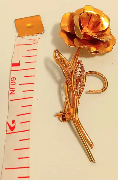 Gold-Tone Metal Rose Brooch, View more