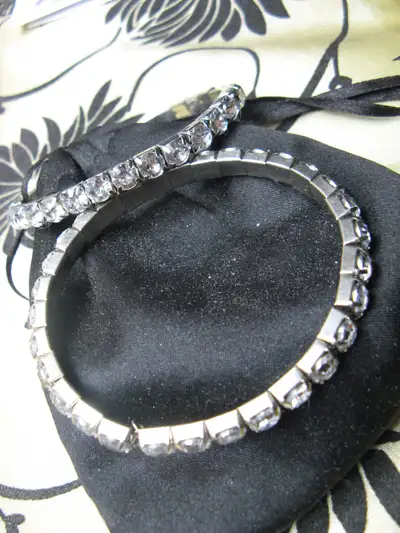 Silver‑Tone Rhinestone Stretch Bracelets – Strong Elastic, No Mi, View more