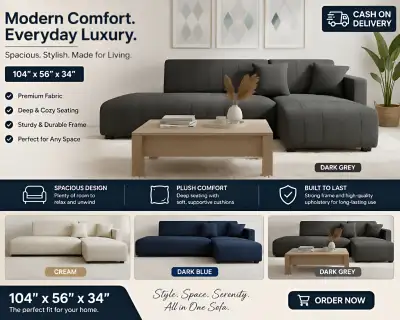 Brand New Modern Sectional Couch | Cash on Delivery Available!, View more