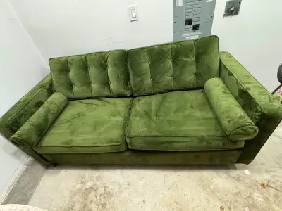 Joybird Braxton Sleeper Sofa – Green Velvet – Mid-Century Modern, View more
