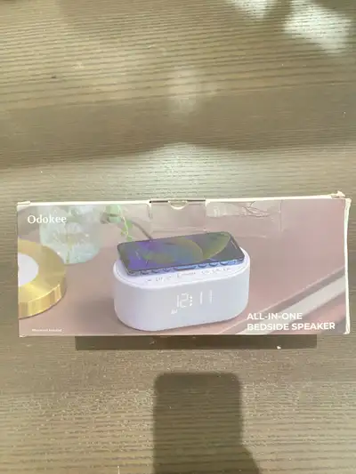 Odokee All-in-One Bedside Speaker Alarm Clock Wireless Chaảger, View more
