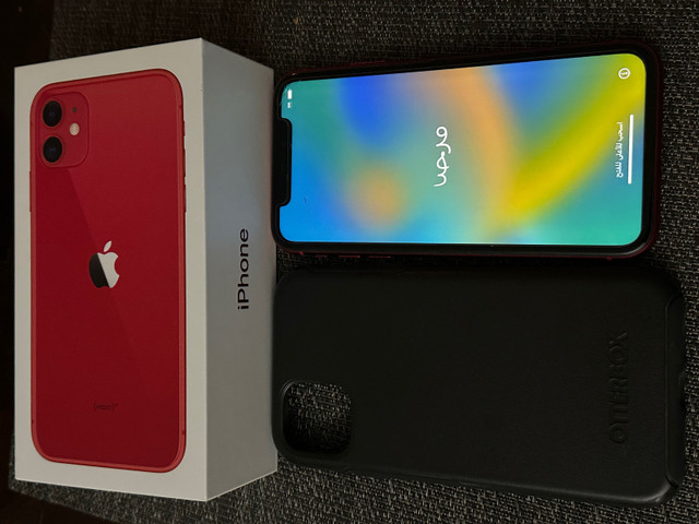 Red 128GB IPhone 11 with original box and new charger. in Cell Phones in Kingston