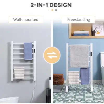 8-Bar Bathroom Heated Towel Rail with Built-in Timer and Led Ind, View more