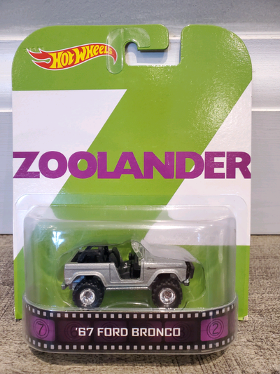 Rare BNIB BDV07 2013 Release 1:64 Diecast Hot Wheels Original Retro Zoolander 67 Ford Bronco Movie T...