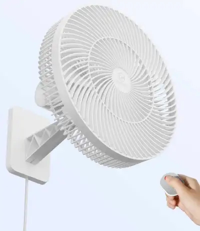 12" Wall Mounted Fan with Remote Control, 90° Oscillating,, View more