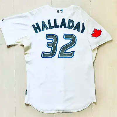 Size 44 Majestic Authentic Roy Halladay 2009-11 Blue Jays Jersey, View more