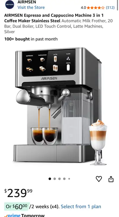 AIRMSEN ESPRESSO AND CAPPUCCINO MACHINE, View more
