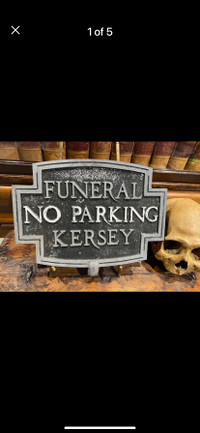 Rare double sided Funeral No Parking sign