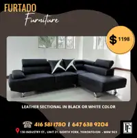 Ref. 0041 – LEATHER SECTIONAL IN BLACK OR WHITE COLOR