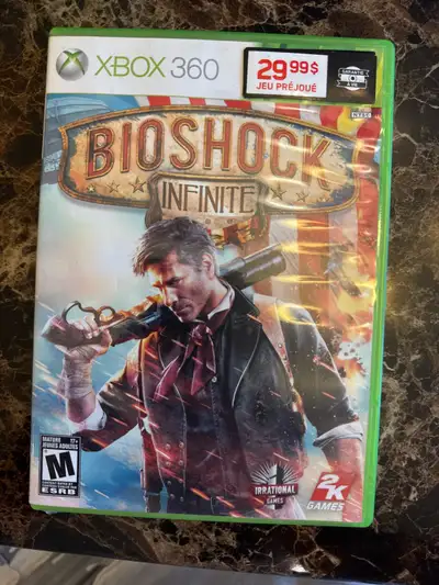 Je vends mon exemplaire du jeu BioShock Infinite pour la console Xbox 360, une aventure narrative ép...