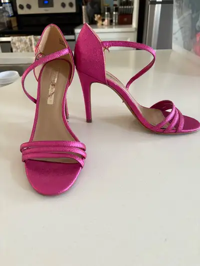 Audrey Brooke Jeana Pink Metallic Heels Size 8, View more