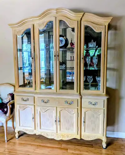 Dining room table,chairs and china cabinet, View more