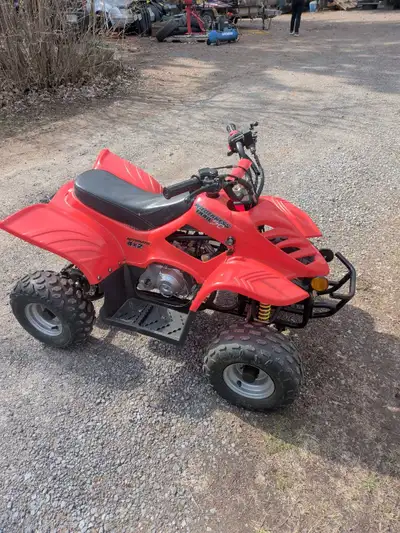 Great shape Baja 50 Great first atv for a kid Everything works . Electric start 2 keys