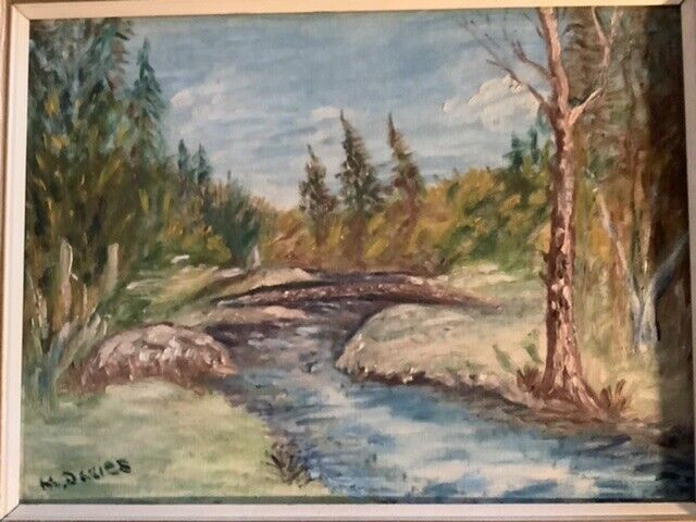 Lovely 1940’s Acrylic Landscape Painting by Artist M. Davies in Arts & Collectibles in Belleville - Image 2