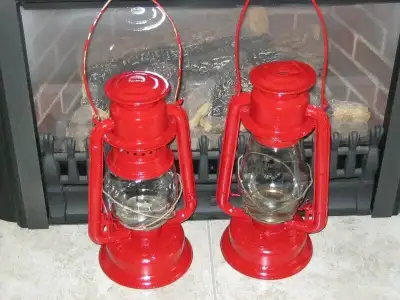 Red Beacon barn lanterns, would look great with your Christmas decor or would make a great Christmas...