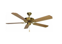 Marti 52" ceiling fan in polished brass and light oak