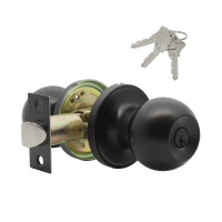 Black Door Knobs Lock with Key, Keyed Alike Door Lockset DL607BK
