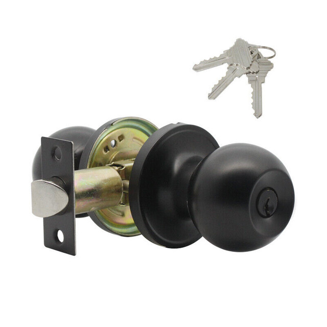 Black Door Knobs Lock with Key, Keyed Alike Door Lockset DL607BK in Windows, Doors & Trim in Mississauga / Peel Region