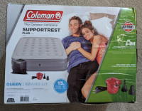 Coleman Queen Airbed 15"Double High, Supportrest Plus, Brand New