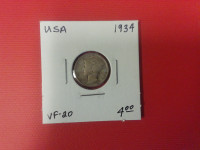 1934 USA one dime   coin