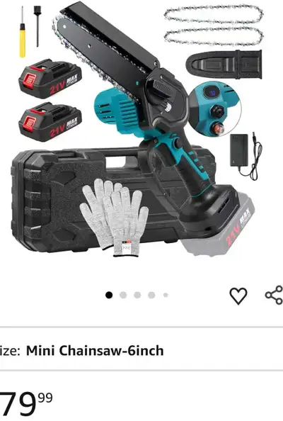 OneLeaf Mini Cordless Electric Chainsaw with 2 Batteries & , 6 Inch Small Chainsaw Battery Powered,...