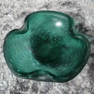 Frosted Emerald Murano Catchall Bowl, View more