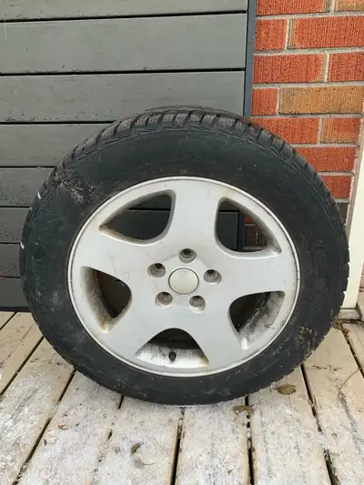 There are four snow tires on aluminum rims. $70 each. The rims are vw. They are 5x112mm bolt pattern...