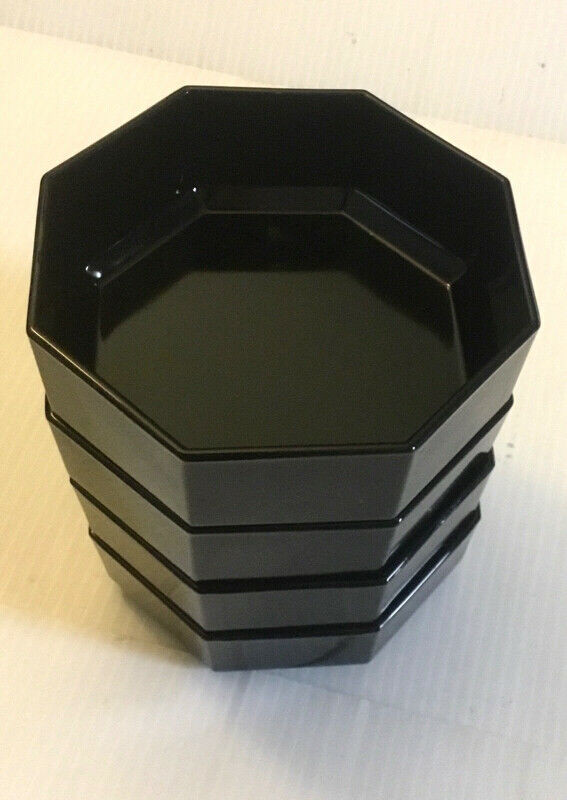 OCTIME France Octagon Black Glass Soup Cereal Bowls 1980s - 4pc in Arts & Collectibles in St. Catharines - Image 3
