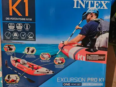 Get ready for some fun on the water with this Intex Excursion Pro K1 one-person fishing kayak, desig...