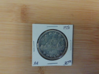 1951 Canada $1     80% silver AU    coin!!