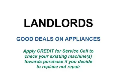 MANY LANDLORDS CONTACT US FOR HELP WITH THEIR APPLIANCES... of course, the first priority is to have...