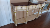 Solid wood sideboard buffet painted to look antique