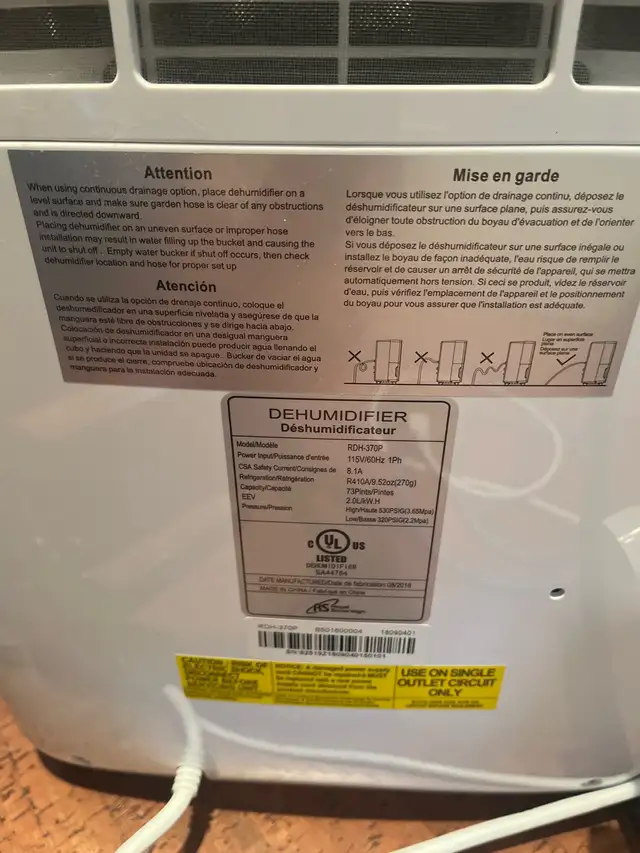 Royal Sovereign Dehumidifier  in Heaters, Humidifiers & Dehumidifiers in Calgary - Image 5