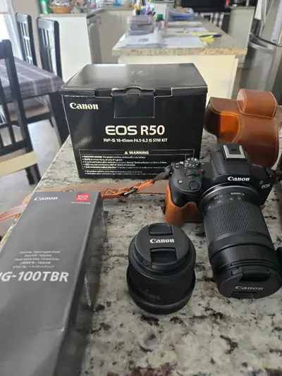 Canon Eos R50 Digital Zoom Camera Kit Lenses Tripod Grip, View more