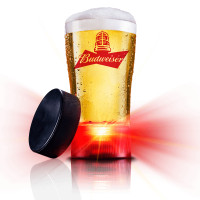 Budweiser glass light cup hockey beer nhl leafs jets maple winni