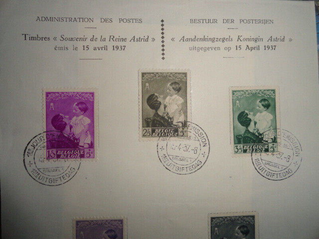 Aubaine: timbres de la Reine de Belgique, Avril 1937 à 10$ dans Art et objets de collection  à Ouest de l’Île - Image 3