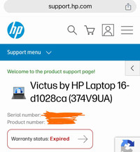 HP Victus laptop 16.1” FHD Display