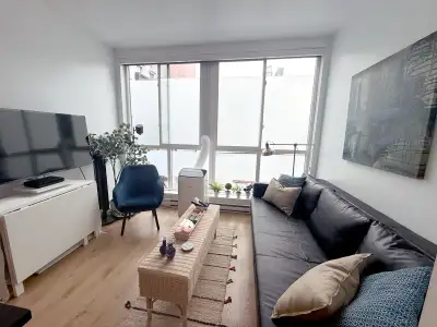 Bright, fully furnished pet friendly 1-bedroom apartment with den/ office available for short-term r...