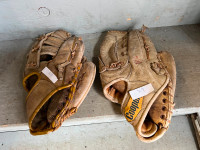 2 LEATHER BASEBALL GLOVES - $29 EA FIRM + BATS + HELMETS