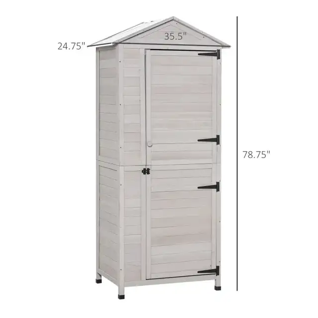 Outsunny Wooden Outdoor Storage Shed with Shelves in Outdoor Tools & Storage in Oshawa / Durham Region - Image 4